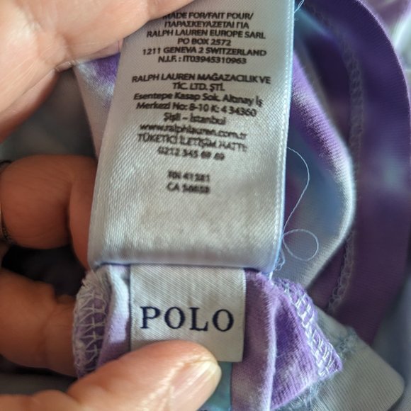 Polo Ralph Lauren Shirt Size L Blue/Purple Tie Dye Long Sleeve Casual Crew Men's - Picture 10 of 13